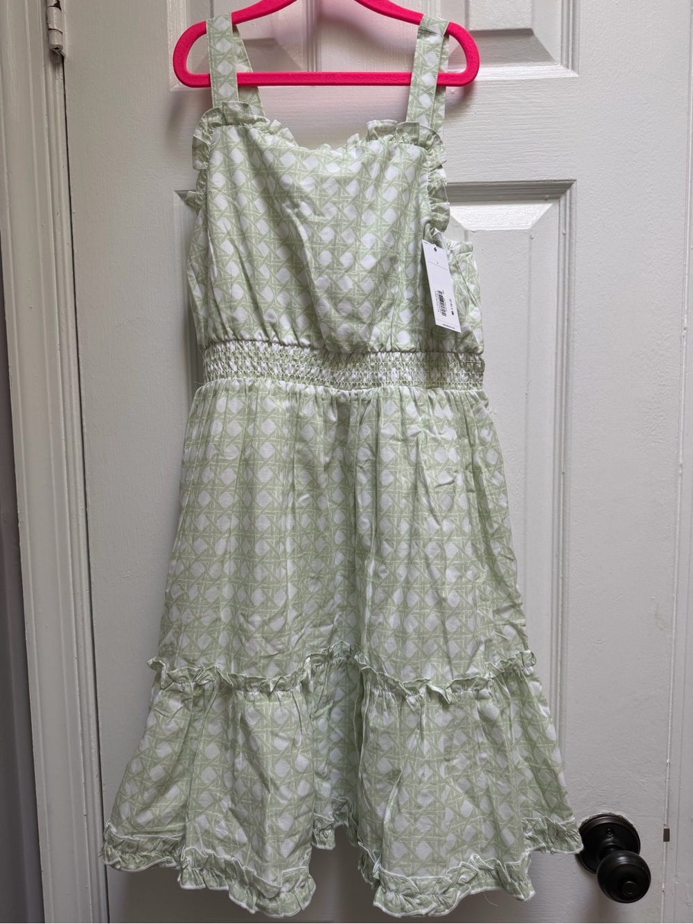 Janie and Jack Light Green Patterned Tiered Sundress